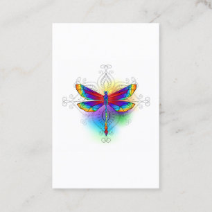 Rainbow Polygonal Dragonfly Business Card