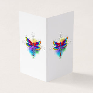 Rainbow Polygonal Dragonfly Business Card