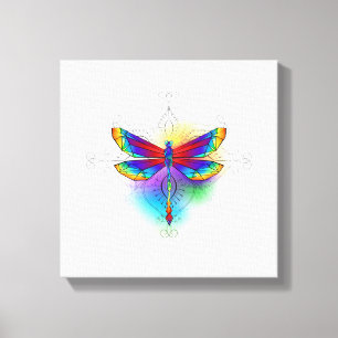 Rainbow Polygonal Dragonfly Canvas Print
