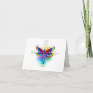 Rainbow Polygonal Dragonfly Card