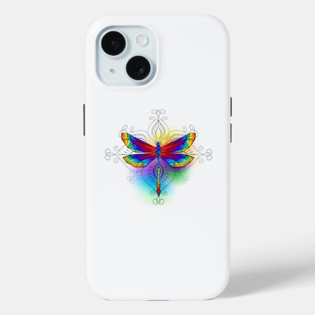 Rainbow Polygonal Dragonfly Case-Mate iPhone Case (Back)