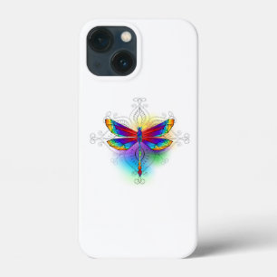 Rainbow Polygonal Dragonfly iPhone 13 Mini Case