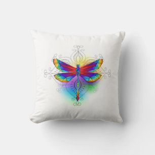 Rainbow Polygonal Dragonfly Cushion