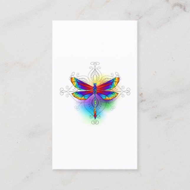 Rainbow Polygonal Dragonfly Discount Card (Front)