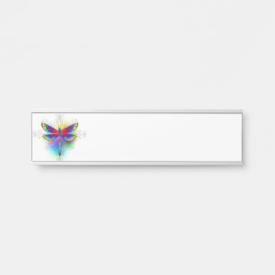 Rainbow Polygonal Dragonfly Door Sign