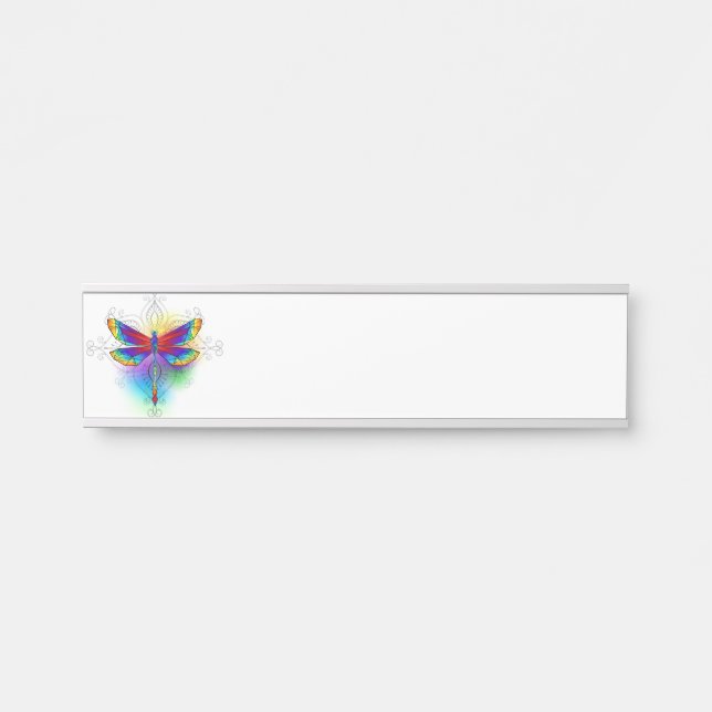 Rainbow Polygonal Dragonfly Door Sign (Front)