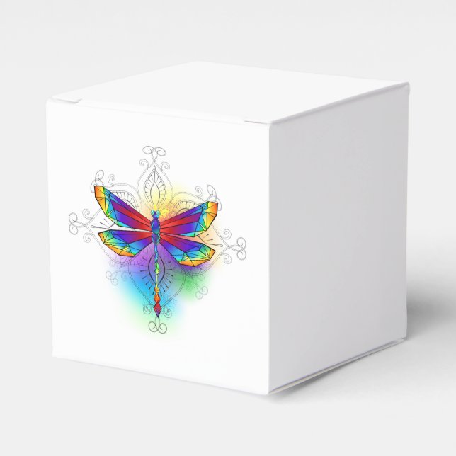Rainbow Polygonal Dragonfly Favour Box (Front Side)