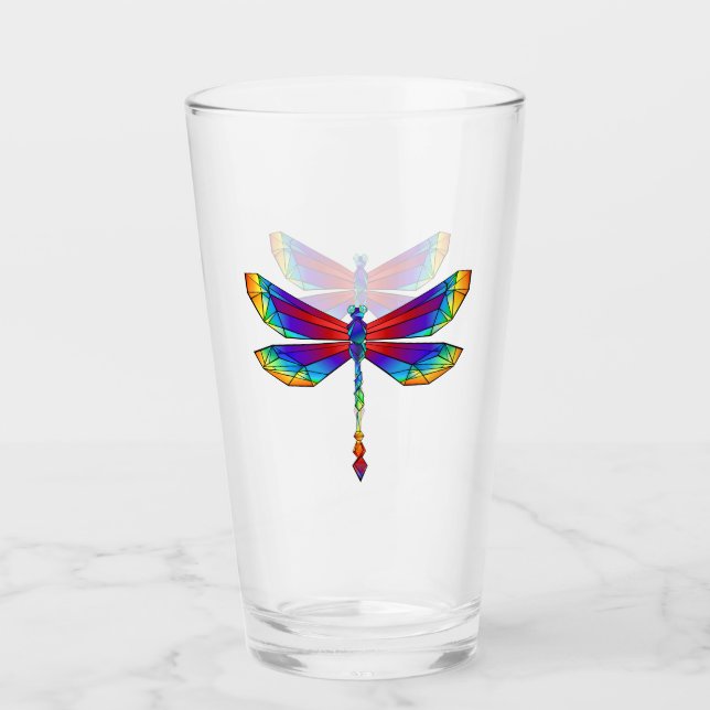 Rainbow Polygonal Dragonfly Glass (Front)