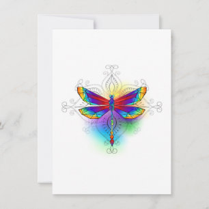 Rainbow Polygonal Dragonfly Holiday Card