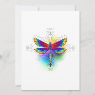 Rainbow Polygonal Dragonfly Holiday Card