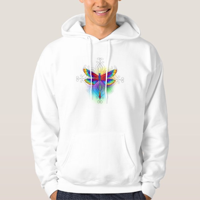 Rainbow Polygonal Dragonfly Hoodie (Front)