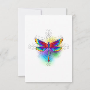 Rainbow Polygonal Dragonfly Invitation