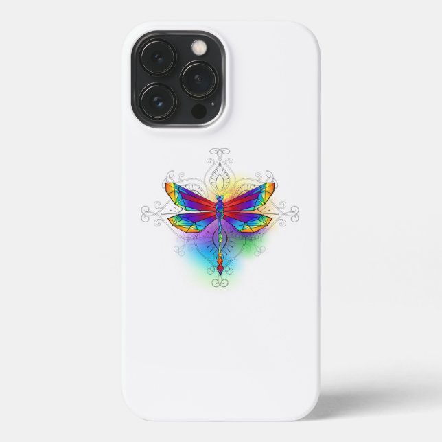 Rainbow Polygonal Dragonfly iPhone Case (Back)
