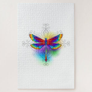 Rainbow Polygonal Dragonfly Jigsaw Puzzle