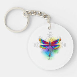 Rainbow Polygonal Dragonfly Key Ring