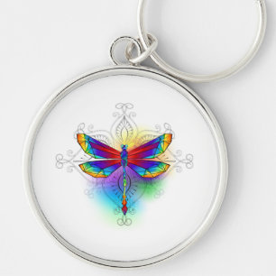 Rainbow Polygonal Dragonfly Key Ring