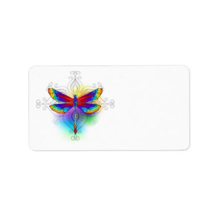 Rainbow Polygonal Dragonfly Label