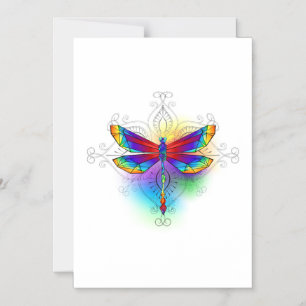 Rainbow Polygonal Dragonfly Magnetic Invitation