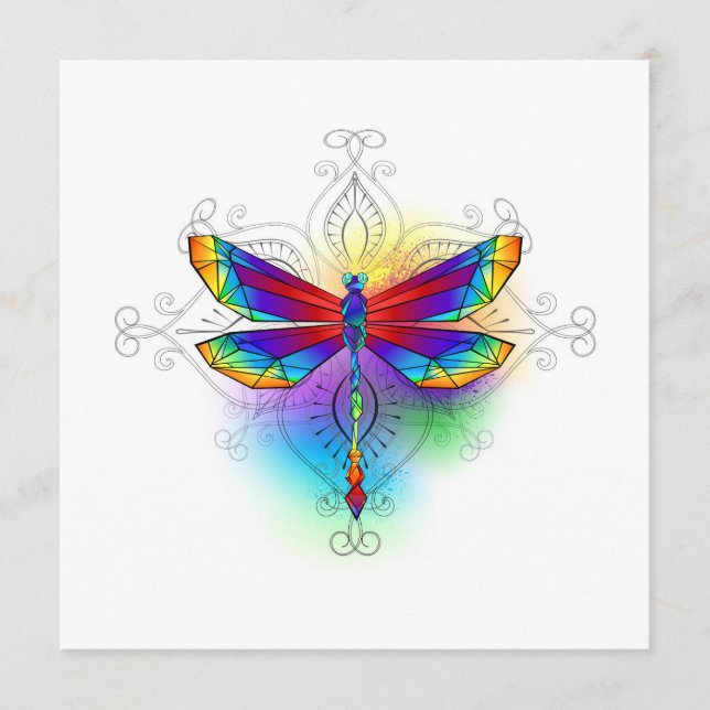 Rainbow Polygonal Dragonfly Menu (Front)