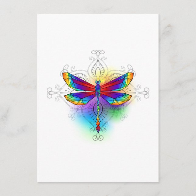 Rainbow Polygonal Dragonfly Menu (Front)