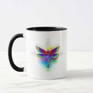 Rainbow Polygonal Dragonfly Mug