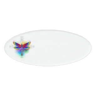 Rainbow Polygonal Dragonfly Name Tag