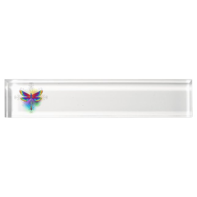 Rainbow Polygonal Dragonfly Nameplate (Front)