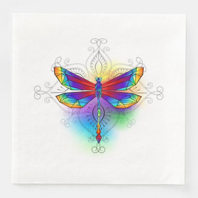 Rainbow Polygonal Dragonfly Napkin (Front)