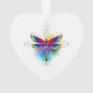 Rainbow Polygonal Dragonfly Ornament
