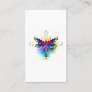Rainbow Polygonal Dragonfly Place Card