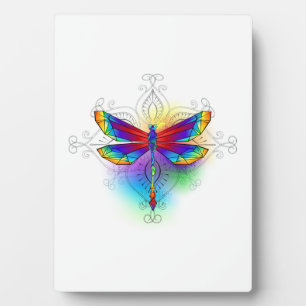 Rainbow Polygonal Dragonfly Plaque