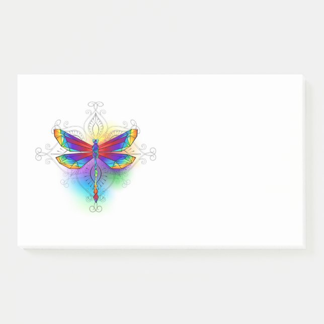 Rainbow Polygonal Dragonfly Post-it Notes (Front)