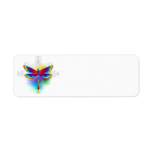 Rainbow Polygonal Dragonfly Return Address Label
