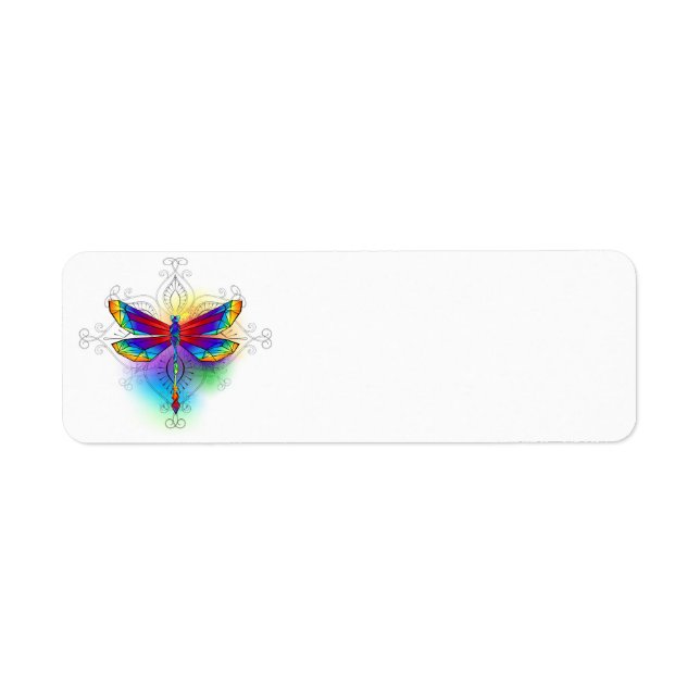 Rainbow Polygonal Dragonfly Return Address Label (Front)