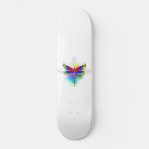 Rainbow Polygonal Dragonfly Skateboard