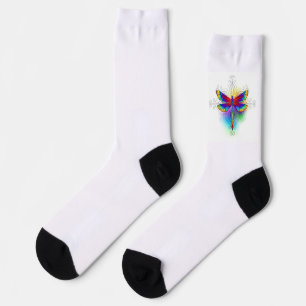 Rainbow Polygonal Dragonfly Socks