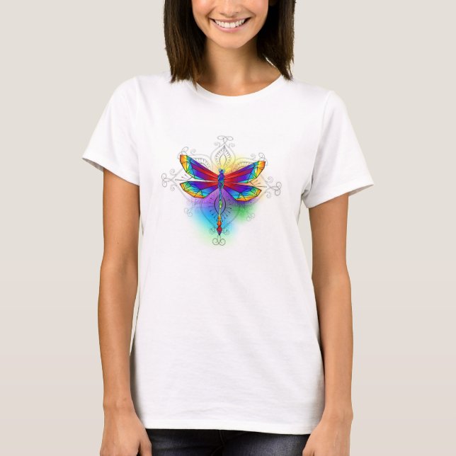 Rainbow Polygonal Dragonfly T-Shirt (Front)