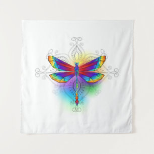 Rainbow Polygonal Dragonfly Tapestry