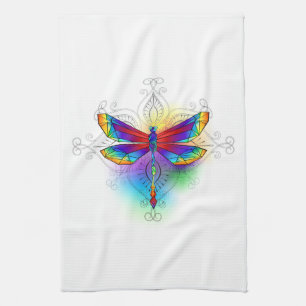 Rainbow Polygonal Dragonfly Tea Towel