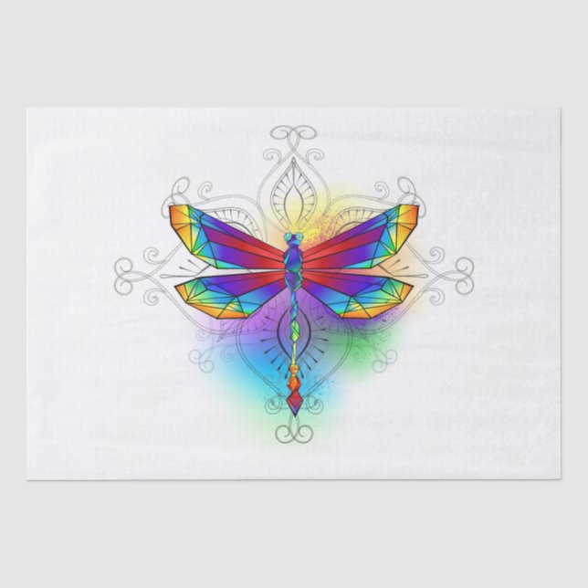 Rainbow Polygonal Dragonfly Tissue Paper (Front)