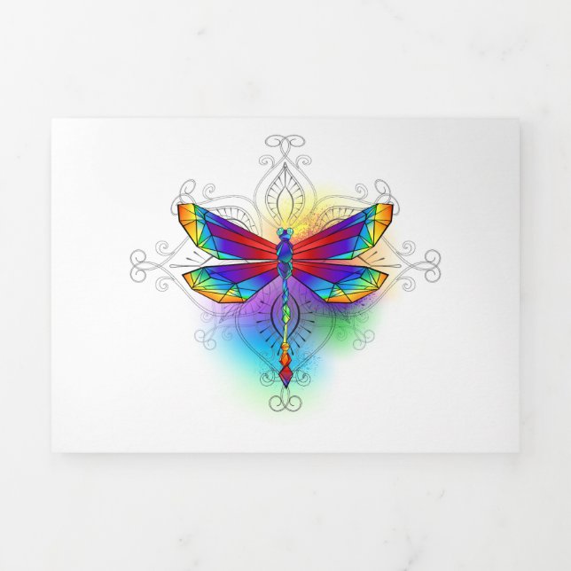 Rainbow Polygonal Dragonfly Tri-Fold Programme (Cover)
