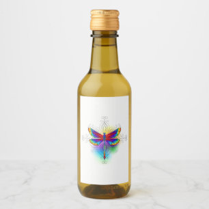 Rainbow Polygonal Dragonfly Wine Label