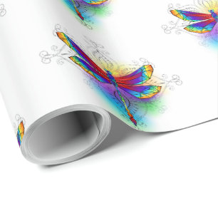 Rainbow Polygonal Dragonfly Wrapping Paper
