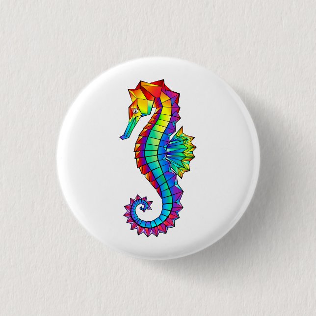 Rainbow Polygonal Seahorse 3 Cm Round Badge (Front)