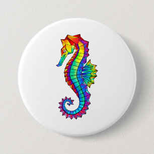 Rainbow Polygonal Seahorse 7.5 Cm Round Badge