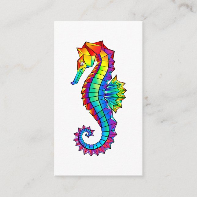 Rainbow Polygonal Seahorse Advice Card (Front)