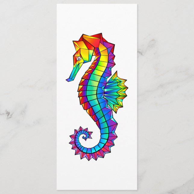 Rainbow Polygonal Seahorse Advice Card (Front)