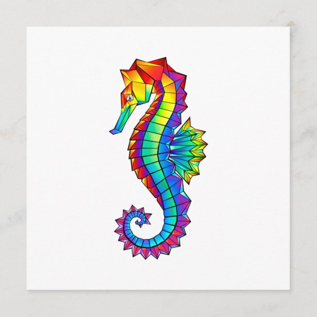 Rainbow Polygonal Seahorse Advice Card (Front)
