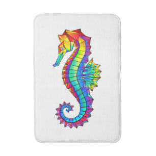 Rainbow Polygonal Seahorse Bath Mat