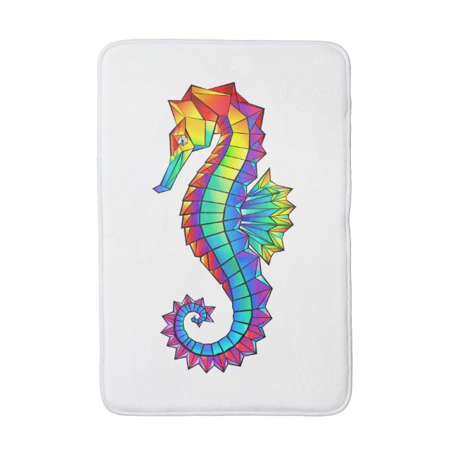 Rainbow Polygonal Seahorse Bath Mat (Front Vertical)